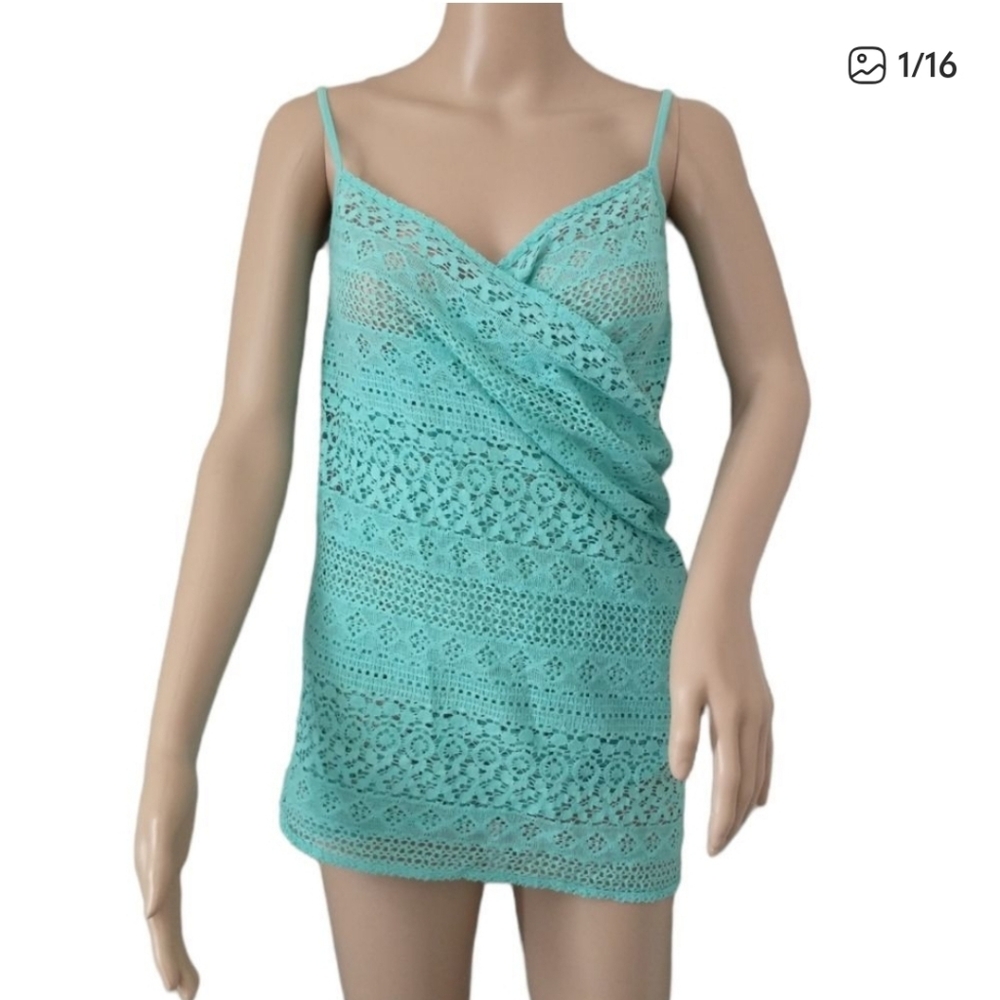VICTORIAS SECRET Beach Cover Up Dress Lace Aqua Wrap Sexy Swimsuit Dress XS